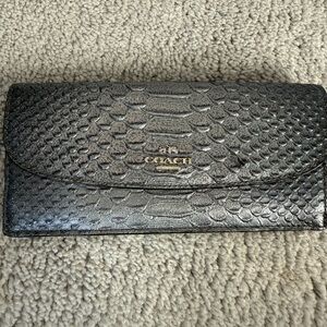 Coach Metallic Black Snakeskin Wallet